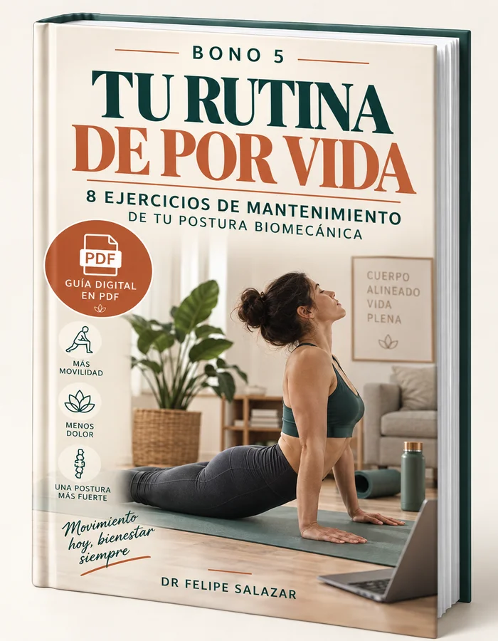 Mockup del bono RUTINA DE MANTENIMIENTO A LARGO PLAZO: guía digital en PDF de mantenimiento postural